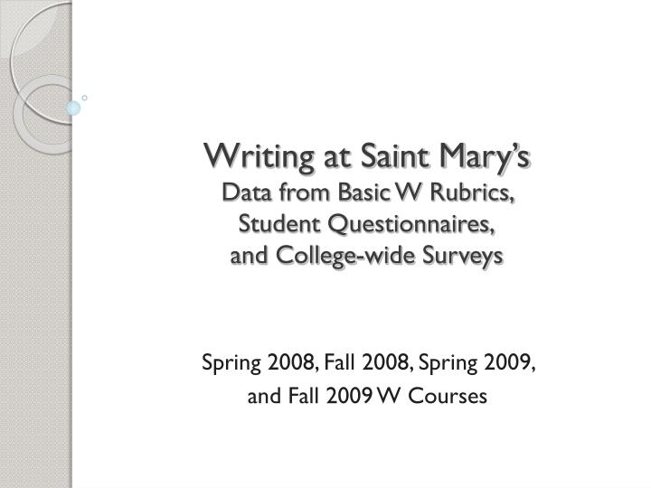 writing at saint mary s data from basic w rubrics student questionnaires and college wide surveys