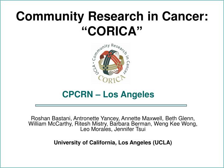 community research in cancer corica