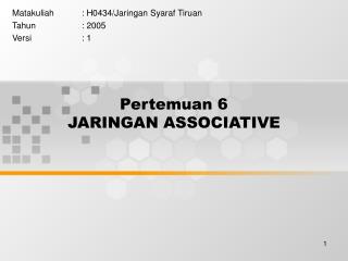 pertemuan 6 jaringan associative