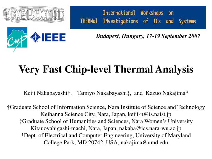 very fast chip level thermal analysis
