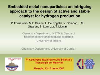 Chemistry Department, INSTM &amp; Centre of Excellence for Nanostructured Materials
