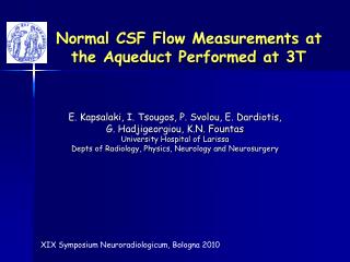 Normal CSF Flow Measurements at the Aqueduct Performed at 3T