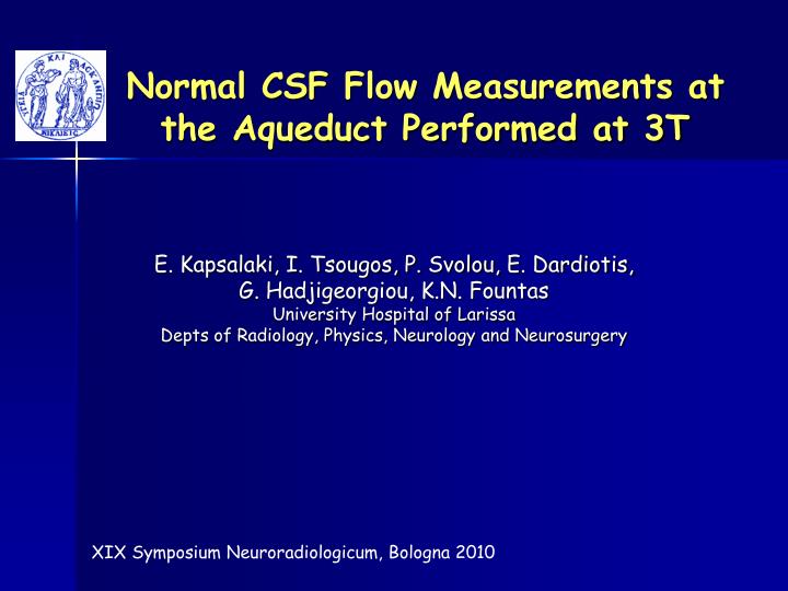 normal csf flow measurements at the aqueduct performed at 3t