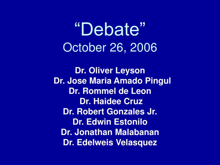 debate october 26 2006