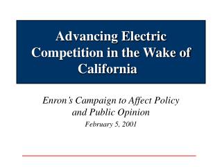 Advancing Electric Competition in the Wake of California
