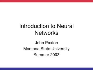 Introduction to Neural Networks