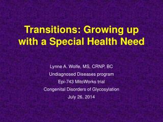 Transitions: Growing up with a Special Health Need