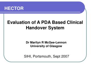 Evaluation of A PDA Based Clinical Handover System