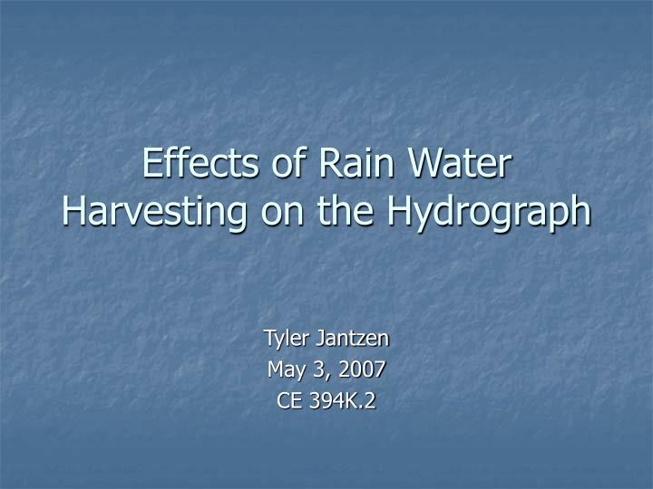 effects of rain water harvesting on the hydrograph