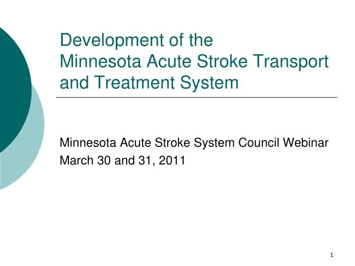 development of the minnesota acute stroke transport and treatment system
