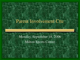 Parent Involvement Ctte