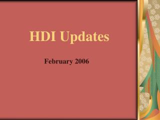 HDI Updates