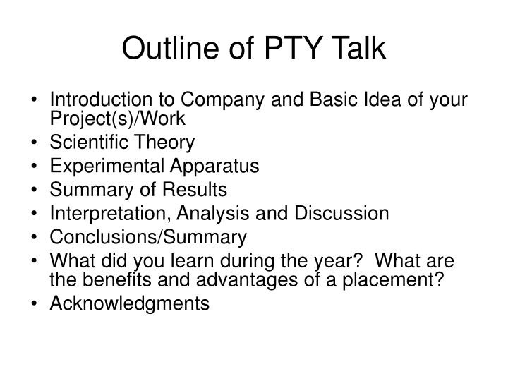 outline of pty talk