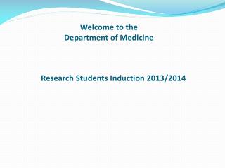 Welcome to the Department of Medicine