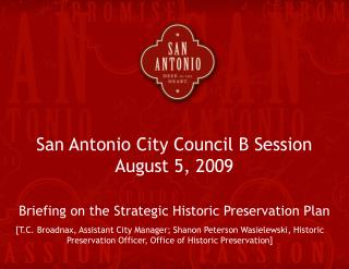 San Antonio City Council B Session August 5, 2009