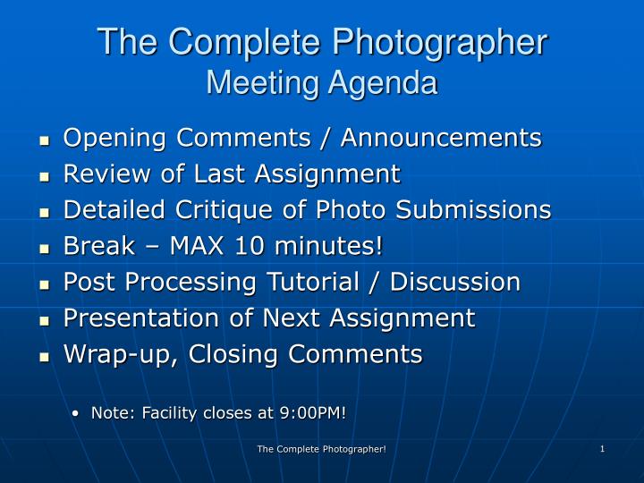 the complete photographer meeting agenda