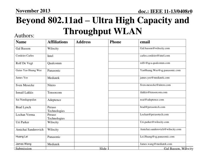 beyond 802 11ad ultra high capacity and throughput wlan