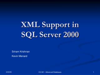 XML Support in SQL Server 2000
