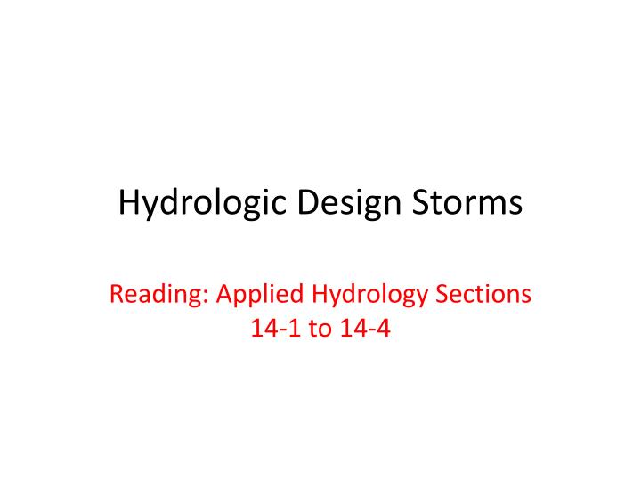 hydrologic design storms