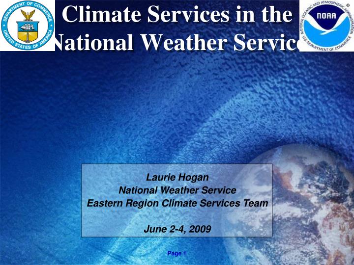 climate services in the national weather service