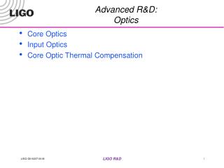 Advanced R&amp;D: Optics