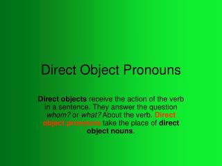 Direct Object Pronouns