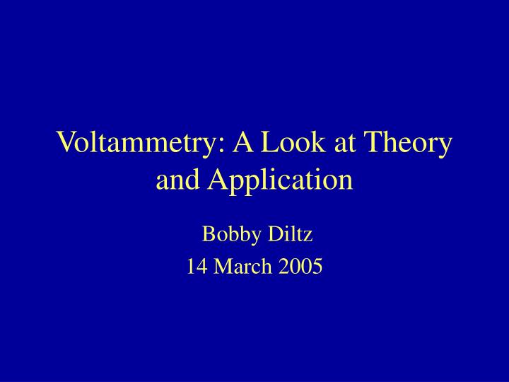 voltammetry a look at theory and application