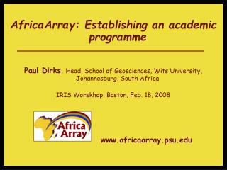 AfricaArray: Establishing an academic programme