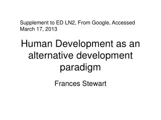 Human Development as an alternative development paradigm