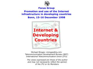 Internet &amp; Developing Countries