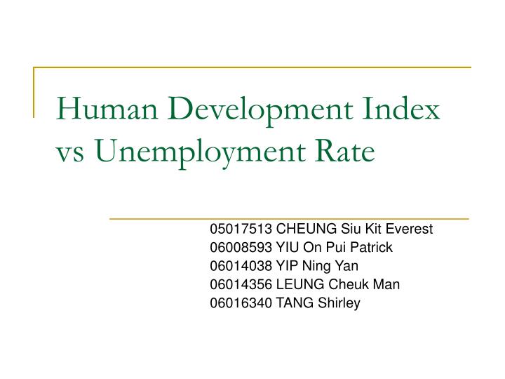 human development index vs unemployment rate