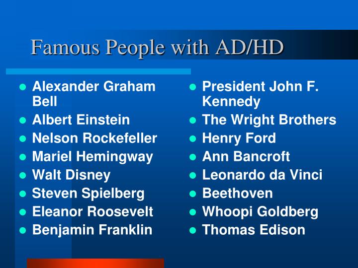 famous people with ad hd