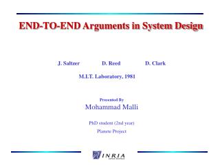END-TO-END Arguments in System Design