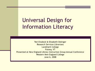 Universal Design for Information Literacy