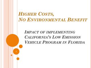 Higher Costs, No Environmental Benefit