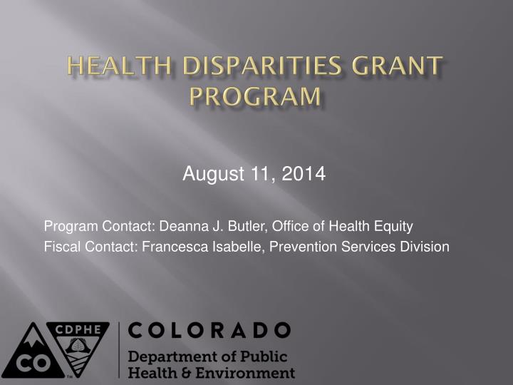 health disparities grant program