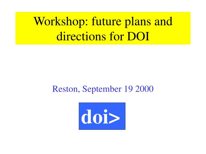 workshop future plans and directions for doi
