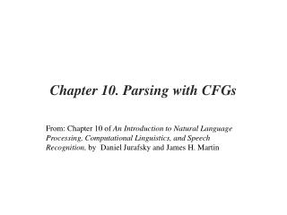Chapter 10. Parsing with CFGs
