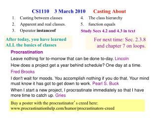 CS1110 3 March 2010 Casting About