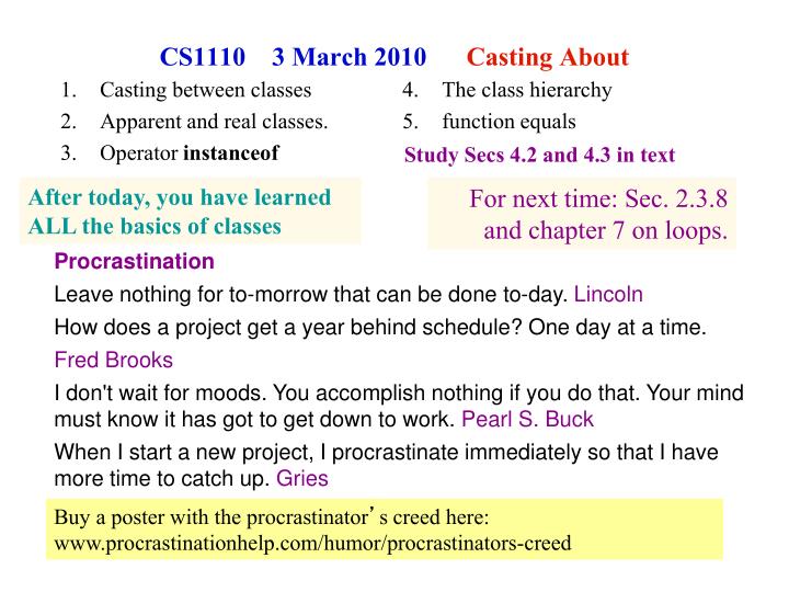 cs1110 3 march 2010 casting about