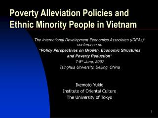 Poverty Alleviation Policies and Ethnic Minority People in Vietnam