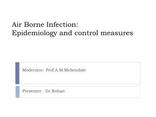 Air Borne Infection: Epidemiology and control measures