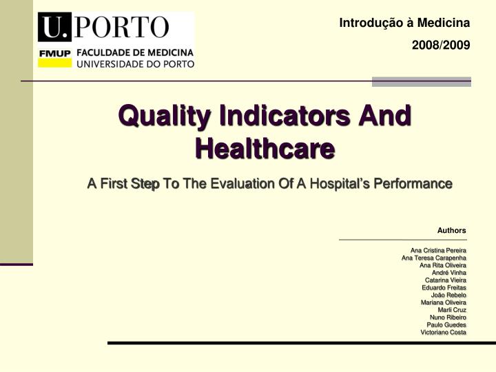 quality indicators and healthcare