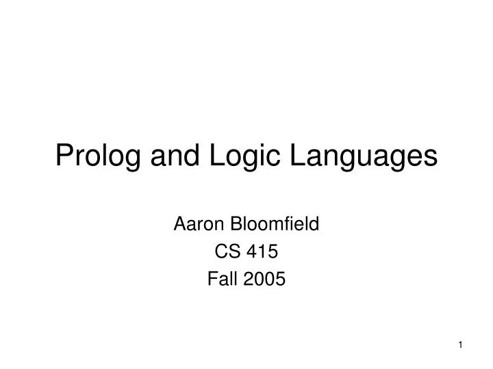 prolog and logic languages
