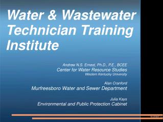 Water &amp; Wastewater Technician Training Institute