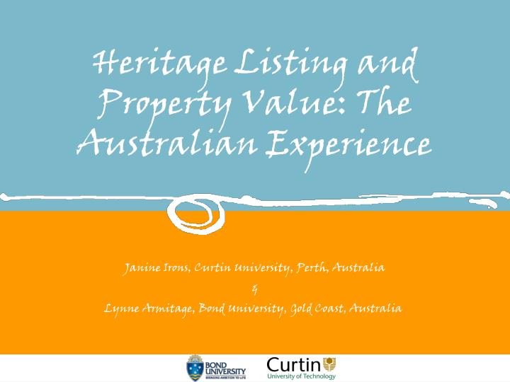 heritage listing and property value the australian experience