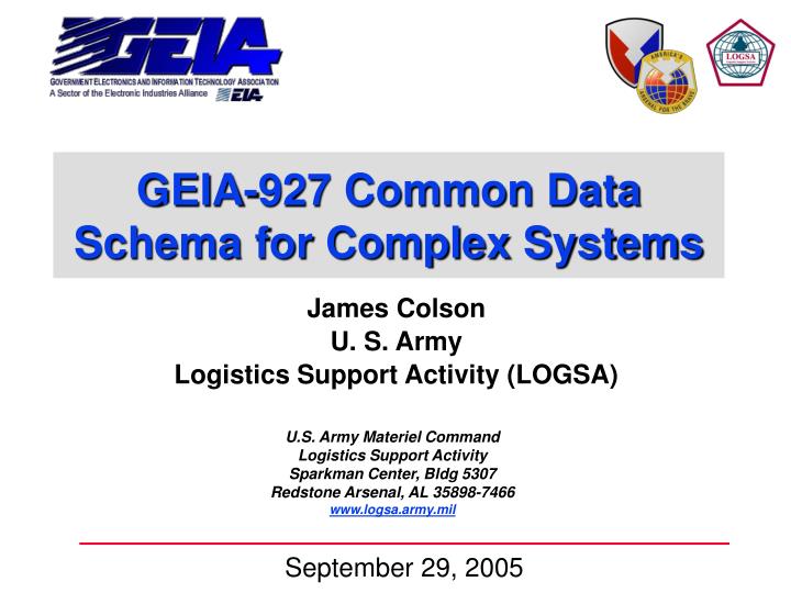 geia 927 common data schema for complex systems