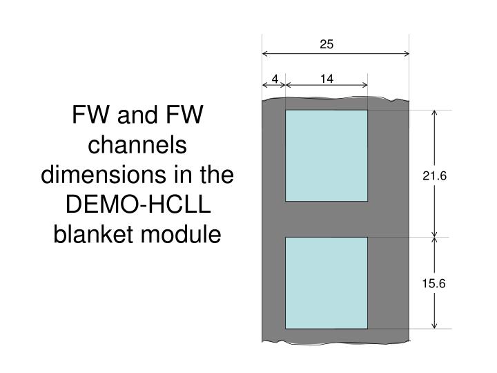fw and fw channels dimensions in the demo hcll blanket module