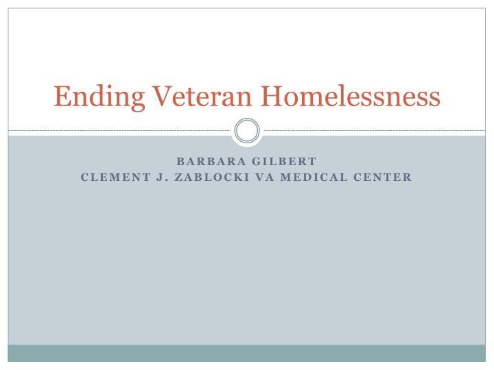 ending veteran homelessness