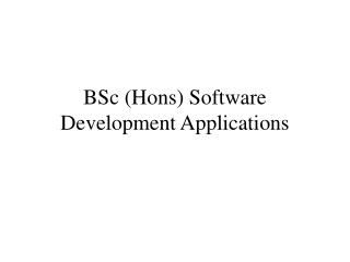 BSc (Hons) Software Development Applications